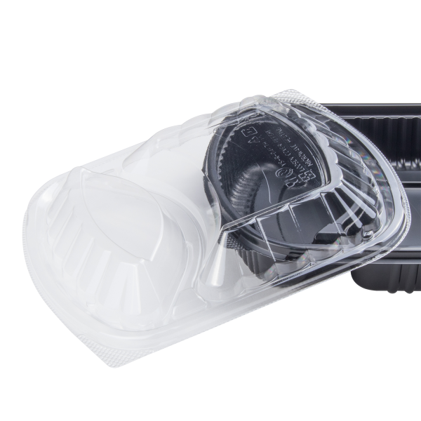 [300 ct] 36 oz Microwaveable Take-Out Box | 2-Compartment | PP | Black