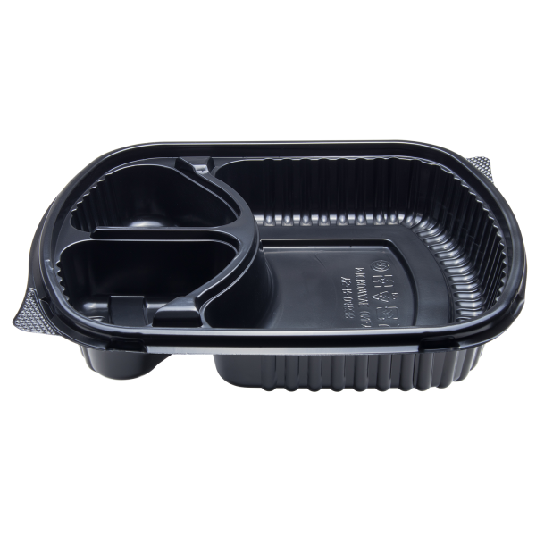 [300 ct] 36 oz Microwaveable Take-Out Box | 3-Compartment | PP | Black