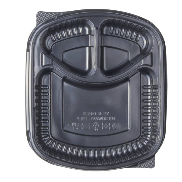 [300 ct] 36 oz Microwaveable Take-Out Box | 3-Compartment | PP | Black