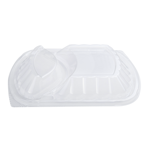 [300 ct] OPS Lid for 36 oz Microwaveable Take-Out Box | 2-Compartment | Clear