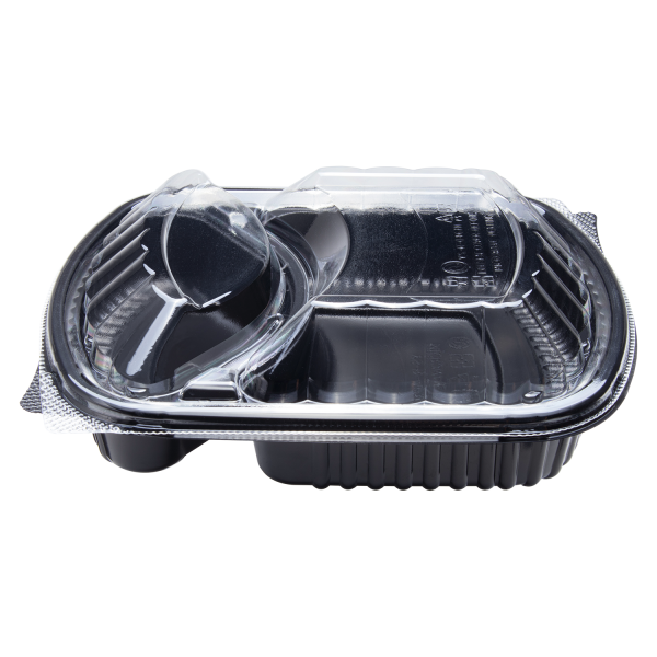 [300 ct] OPS Lid for 36 oz Microwaveable Take-Out Box | 2-Compartment | Clear