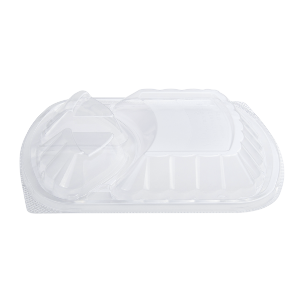 [300 ct] OPS Lid for 36 oz Microwaveable Take-Out Box | 3-Compartment | Clear