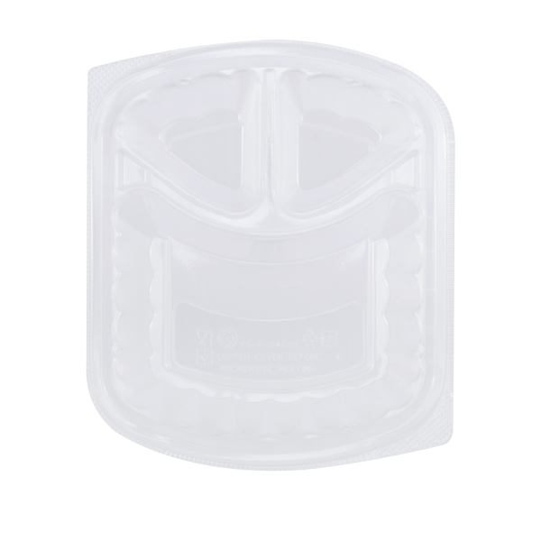 [300 ct] OPS Lid for 36 oz Microwaveable Take-Out Box | 3-Compartment | Clear