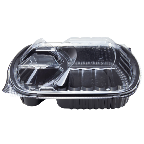 [300 ct] OPS Lid for 36 oz Microwaveable Take-Out Box | 3-Compartment | Clear