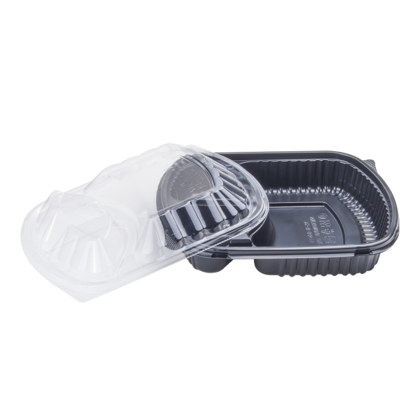 [300 ct] OPS Lid for 36 oz Microwaveable Take-Out Box | 3-Compartment | Clear