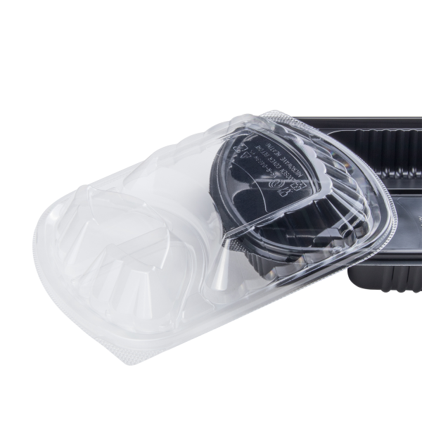 [300 ct] OPS Lid for 36 oz Microwaveable Take-Out Box | 3-Compartment | Clear