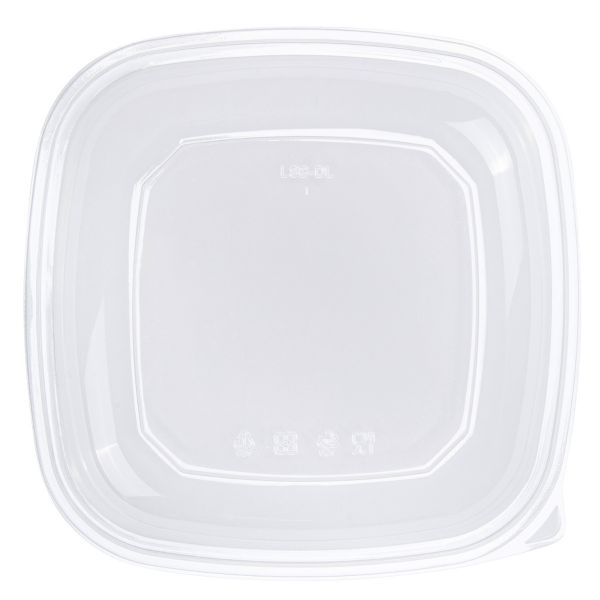 [50 ct] 80/160 oz Square Disposable Salad Bowl Lids | PET | Clear