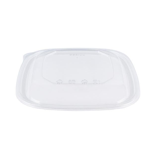 [150 ct] 64 oz Square Disposable Salad Bowl Lids | PET | Clear