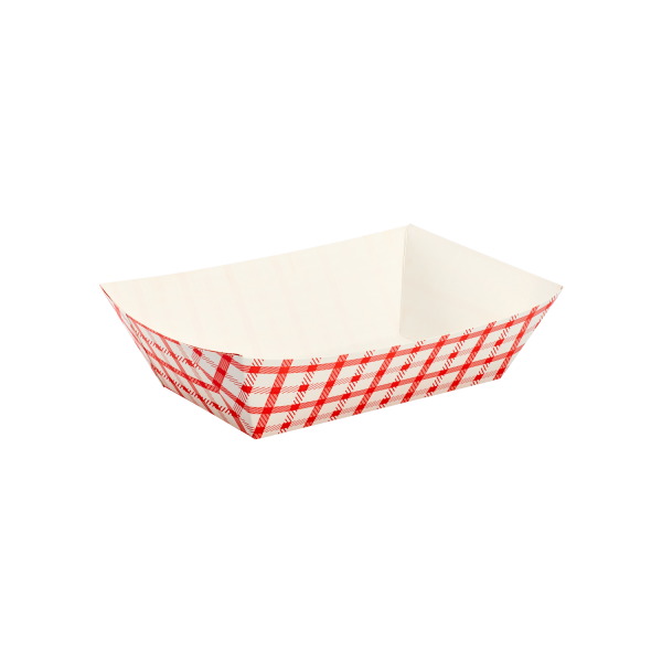 [500 ct] 3.0 lb Food Tray | Shepherd's Check Red Pattern