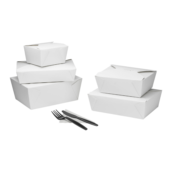[160 ct] Paper Take-Out Boxes | #4 | 110 oz | White