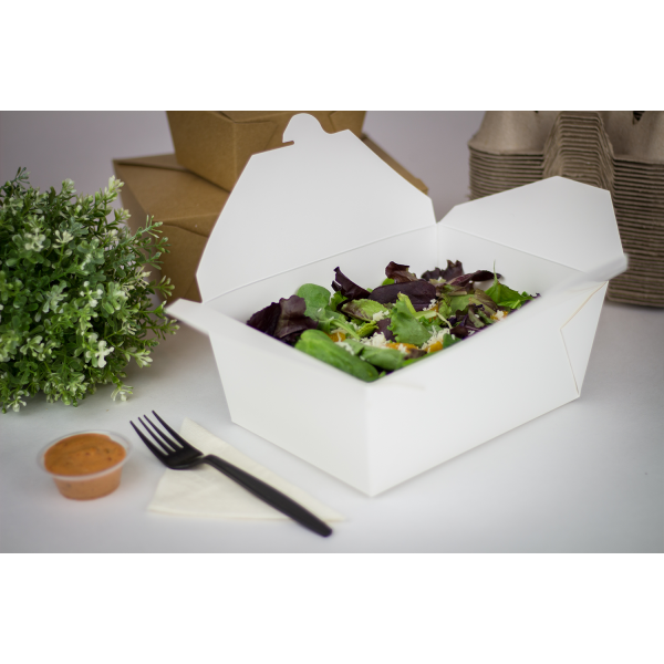 [160 ct] Paper Take-Out Boxes | #4 | 110 oz | White