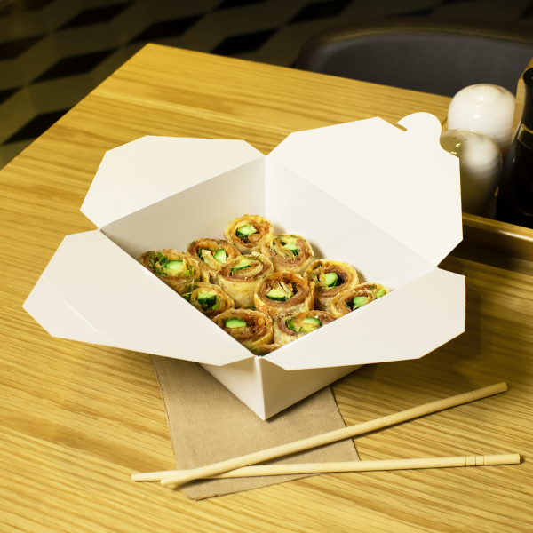 [300 ct] Paper Take-Out Boxes | #8 | 48 oz | White
