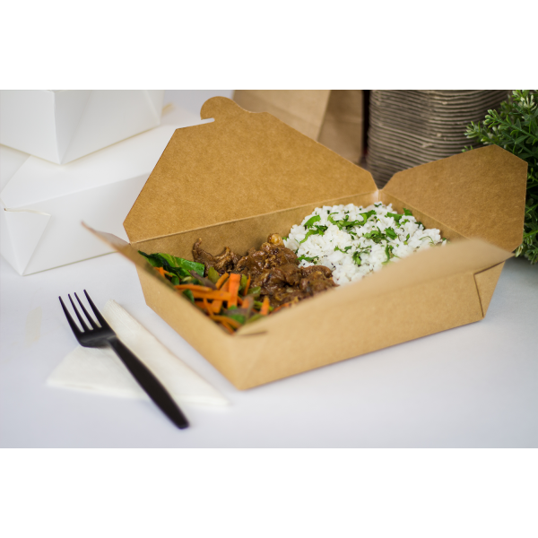 [200 ct] Paper Take-Out Boxes | #2 | 54 oz | Kraft