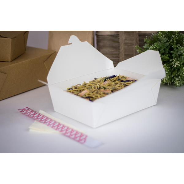[200 ct] Paper Take-Out Boxes | #3 | 76 oz | White