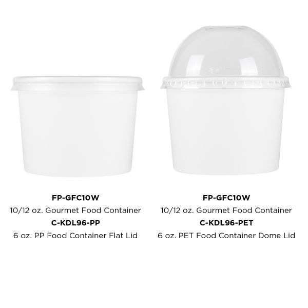 [500 ct] 10/12 oz Gourmet Paper Food Container | White | 96 mm