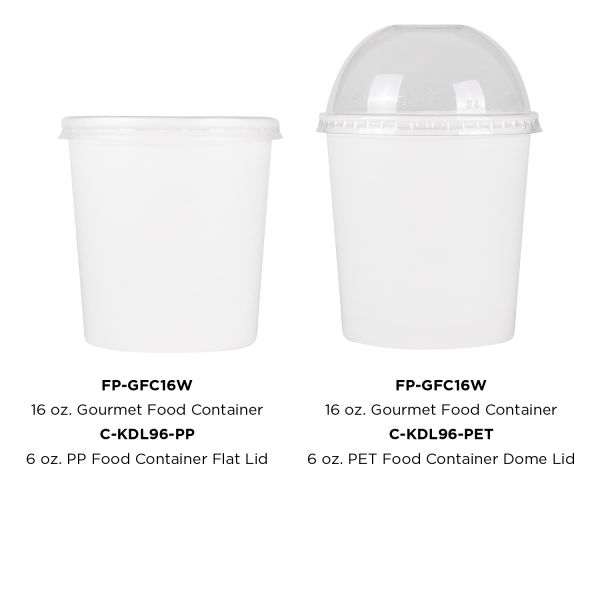 [500 ct] 16 oz Gourmet Paper Food Container | White | 96 mm