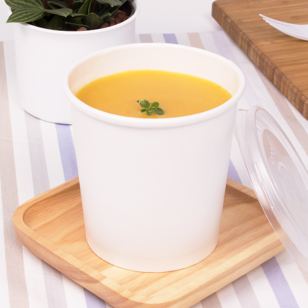 [500 ct] 16 oz Gourmet Paper Food Container | White | 96 mm