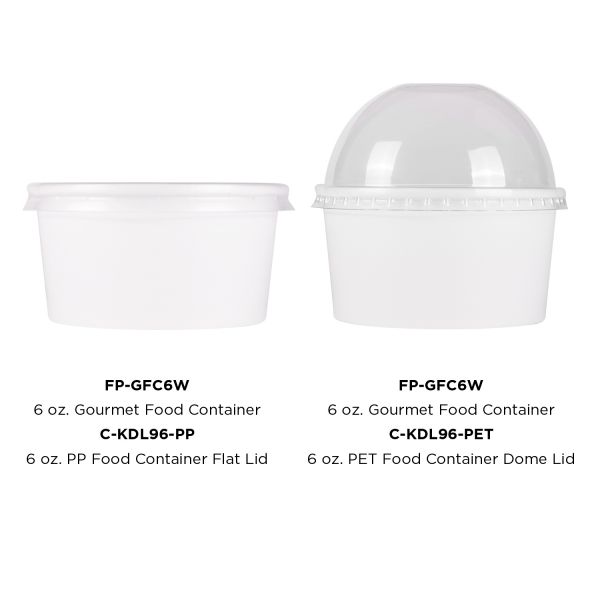 [500 ct] 6 oz Gourmet Paper Food Container | White | 96 mm