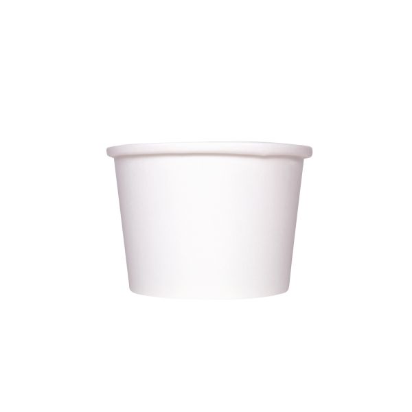 [1,000 ct] 8 oz Gourmet Paper Food Container | White | 96 mm