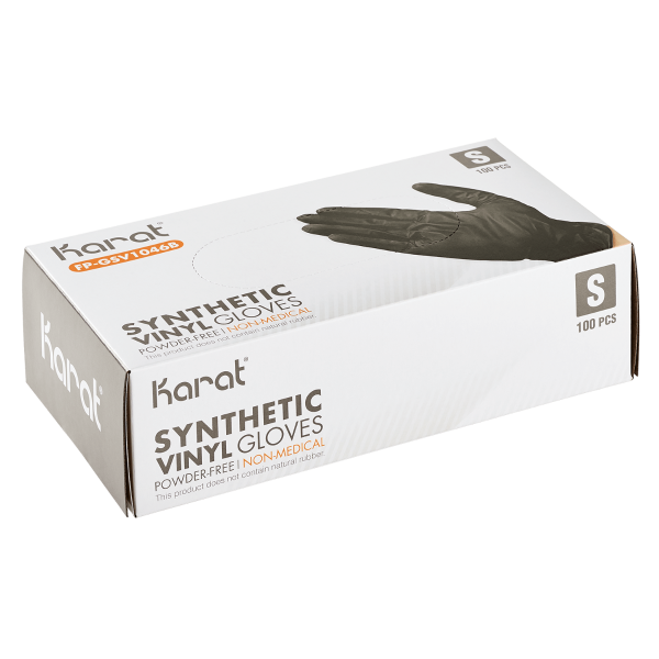 [1,000 ct] Synthetic Vinyl Gloves | Latex-Free | Powder-Free | Black | Small