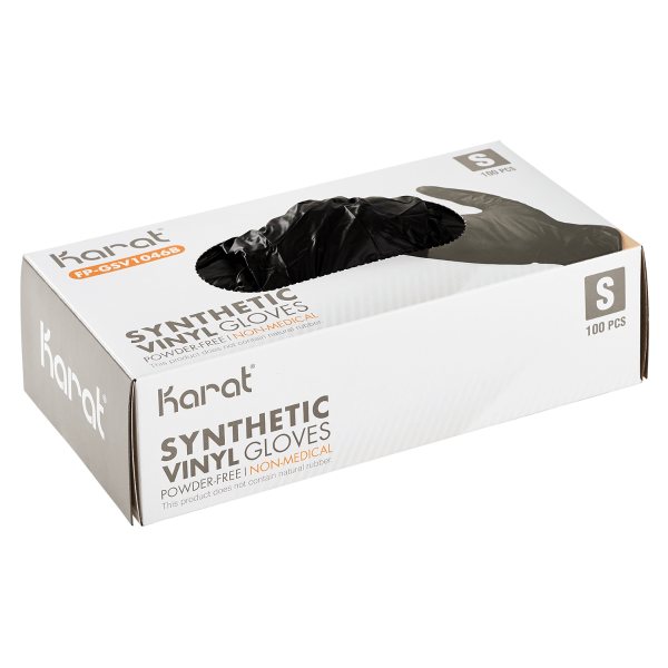 [1,000 ct] Synthetic Vinyl Gloves | Latex-Free | Powder-Free | Black | Small