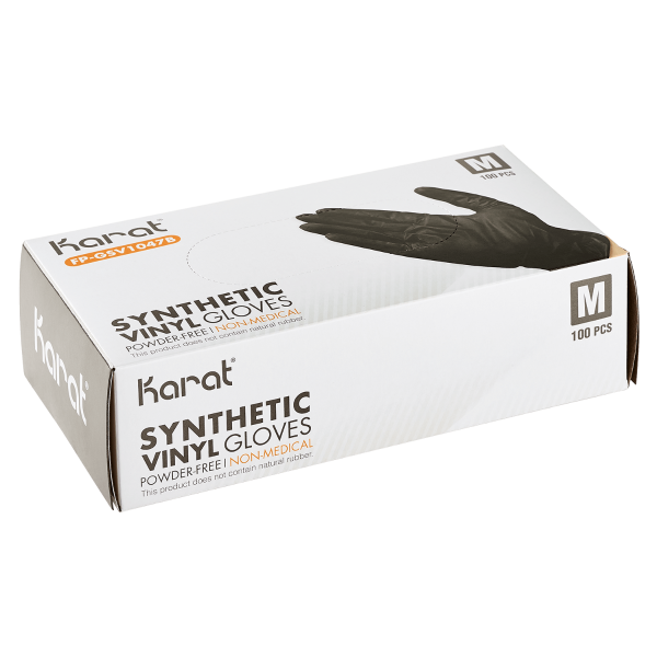 [1,000 ct] Synthetic Vinyl Gloves | Latex-Free | Powder-Free | Black | Medium