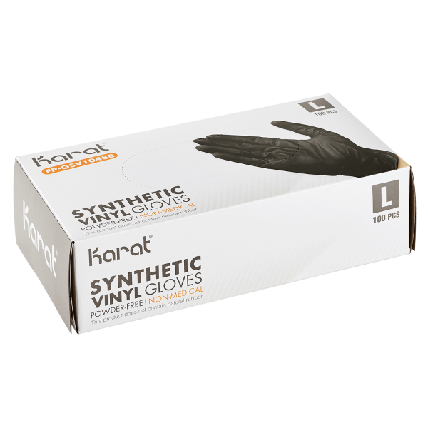 [1,000 ct] Synthetic Vinyl Gloves | Latex-Free | Powder-Free | Black | Large