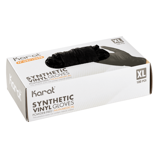 [1,000 ct] Synthetic Vinyl Gloves | Latex-Free | Powder-Free | Black | X-Large