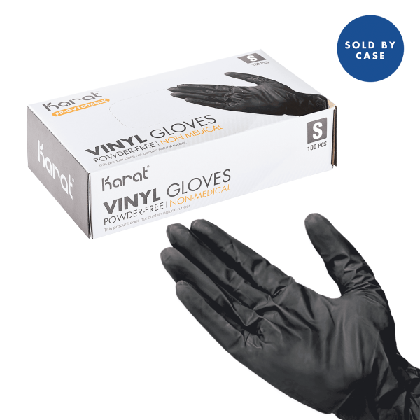 [1,000 ct] Vinyl Gloves | Latex-Free | Powder-Free | Black | Small