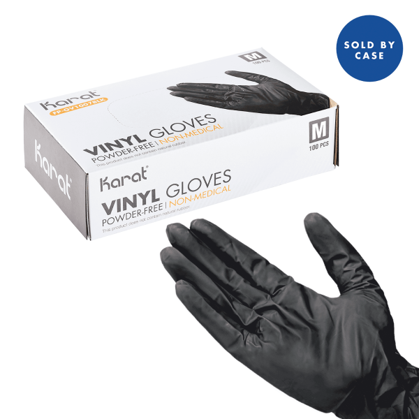 [1,000 ct] Vinyl Gloves | Latex-Free | Powder-Free | Black | Medium