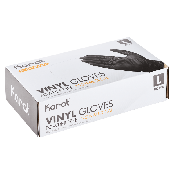 [1,000 ct] Vinyl Gloves | Latex-Free | Powder-Free | Black | Large