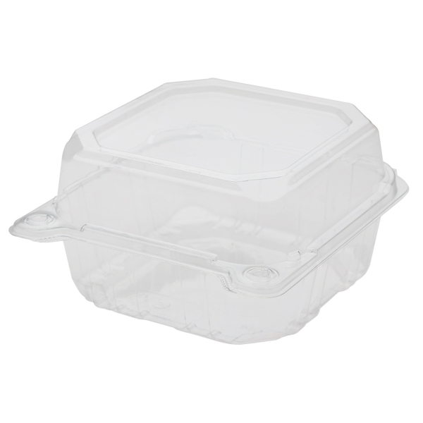 [500 ct] 6''x 6'' Hinged Food Containers | PET | Clear