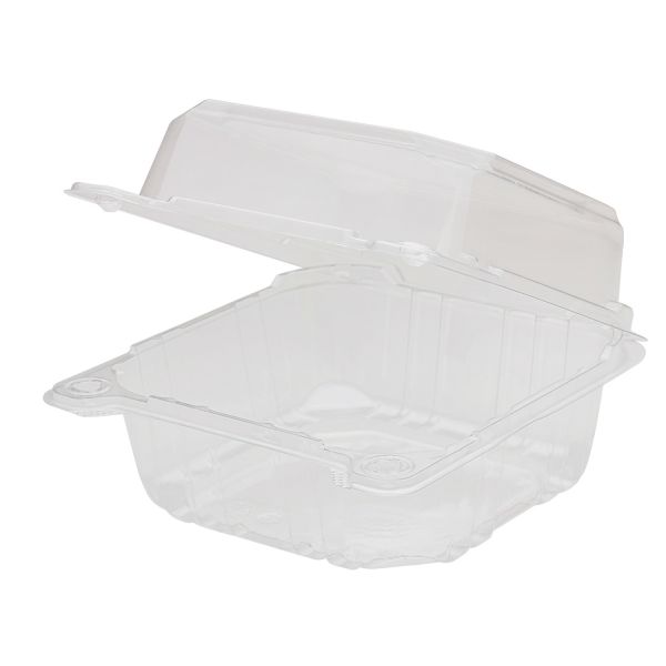 [500 ct] 6''x 6'' Hinged Food Containers | PET | Clear
