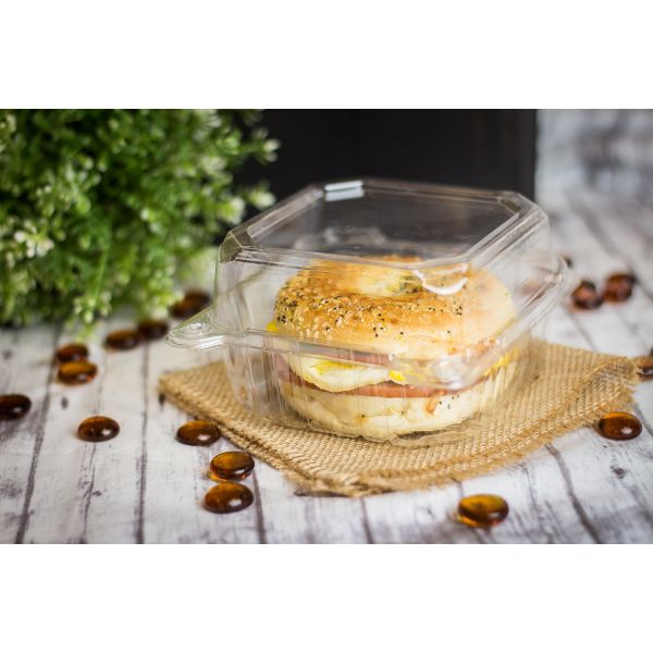 [500 ct] 6''x 6'' Hinged Food Containers | PET | Clear