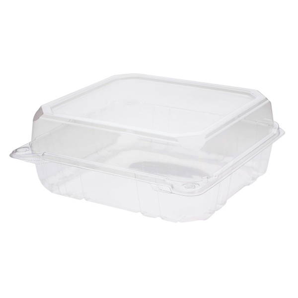 [250 ct] 8''x 8'' Hinged Food Containers | PET | Clear
