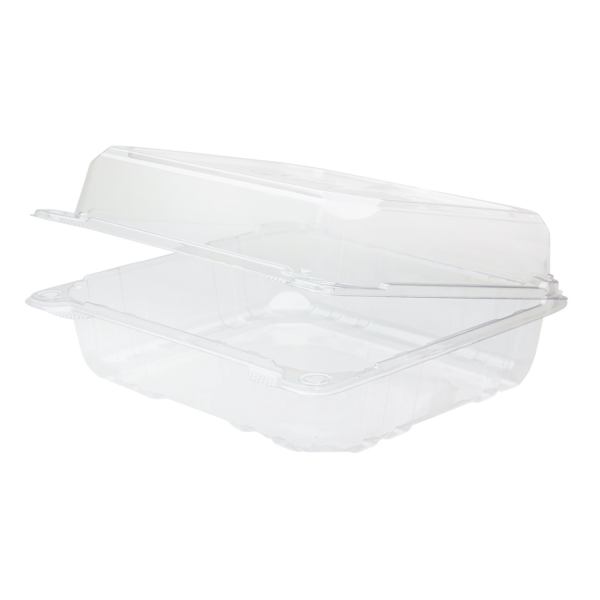 [250 ct] 8''x 8'' Hinged Food Containers | PET | Clear