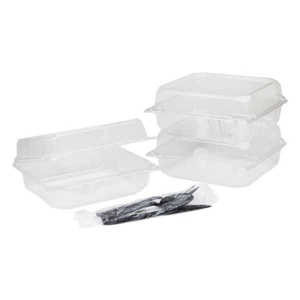 [250 ct] 8''x 8'' Hinged Food Containers | PET | Clear
