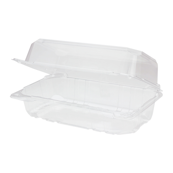 [250 ct] 9''x 5'' Hinged Food Containers | PET | Clear