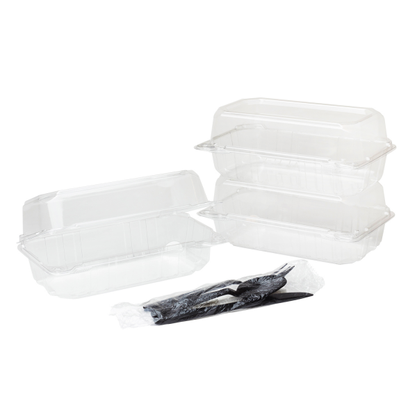 [250 ct] 9''x 5'' Hinged Food Containers | PET | Clear