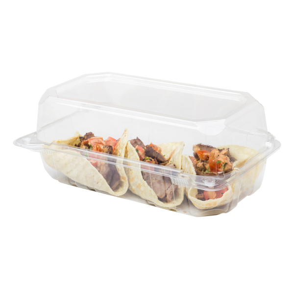[250 ct] 9''x 5'' Hinged Food Containers | PET | Clear