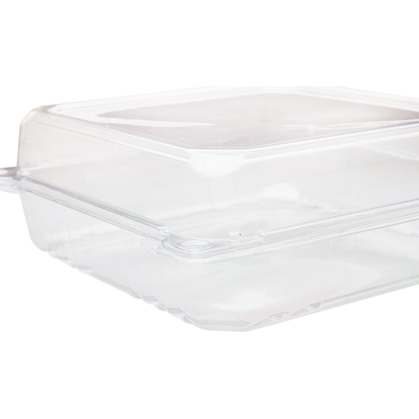 [200 ct] 9'' x 9'' Hinged Food Containers | PET | Clear