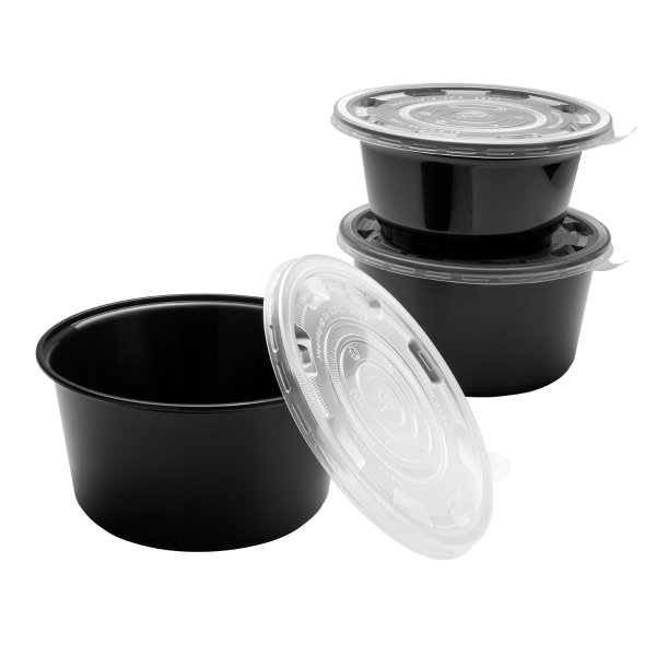 [300 ct] 48 oz Disposable Bowls | Black | Injection Molded PP | 179 mm