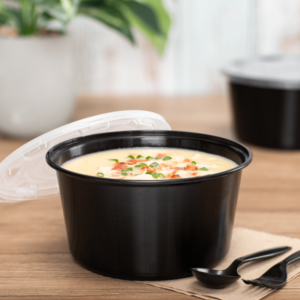[300 ct] 48 oz Disposable Bowls | Black | Injection Molded PP | 179 mm