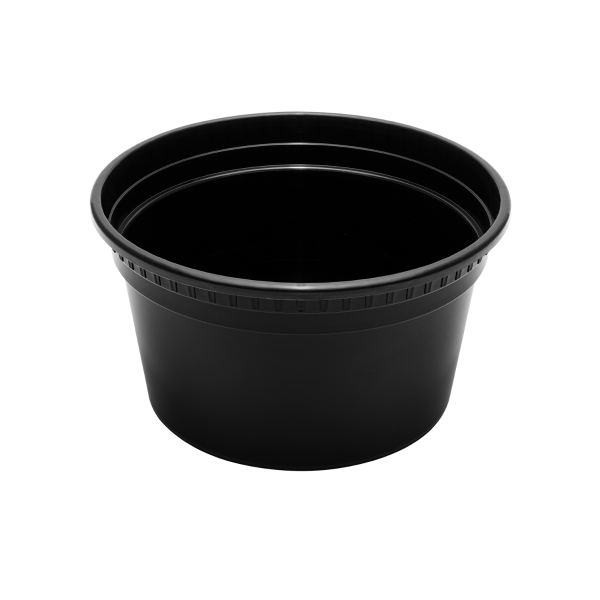[240 sets] 12 oz Deli Containers with Lids | Injection Molded PP | Black