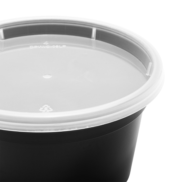 [240 sets] 12 oz Deli Containers with Lids | Injection Molded PP | Black