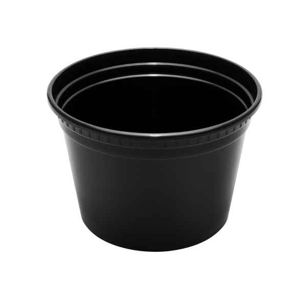 [240 sets] 16 oz Deli Containers with Lids | Injection Molded PP | Black