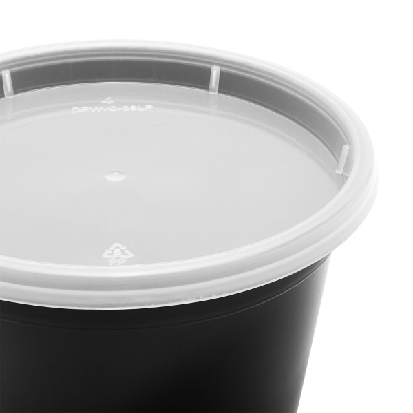 [240 sets] 16 oz Deli Containers with Lids | Injection Molded PP | Black