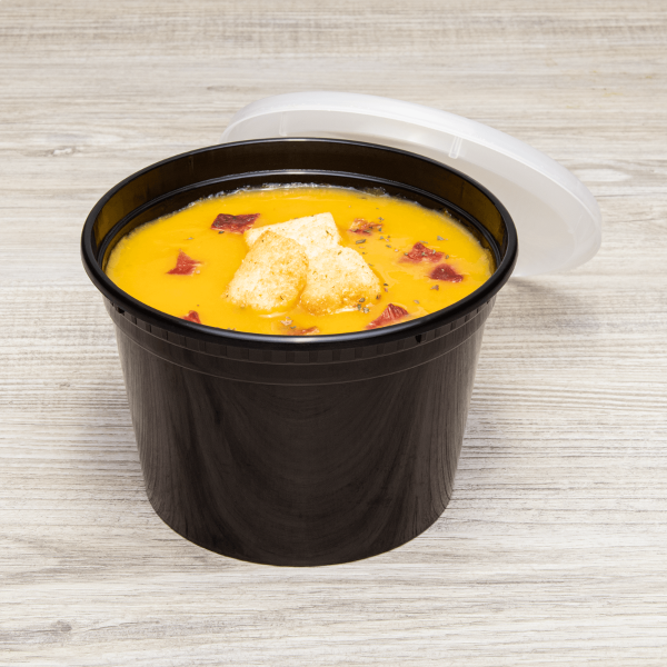 [240 sets] 16 oz Deli Containers with Lids | Injection Molded PP | Black
