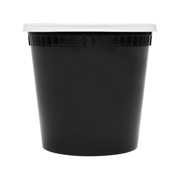 [240 sets] 24 oz Deli Containers with Lids | Injection Molded PP | Black