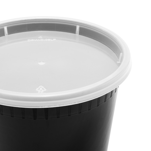 [240 sets] 24 oz Deli Containers with Lids | Injection Molded PP | Black